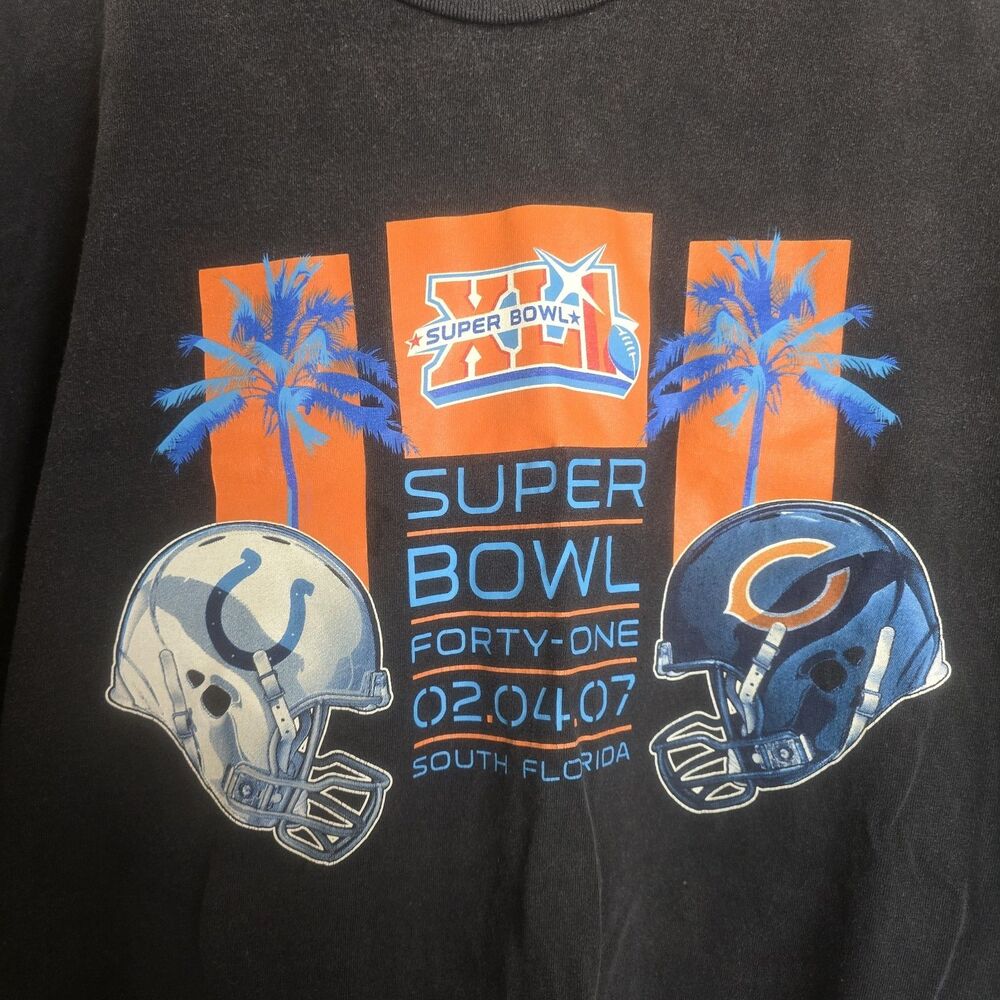 Super Bowl XLI 2007 Indianapolis Colts Chicago Bears 3XL T-Shirt NFL Black
